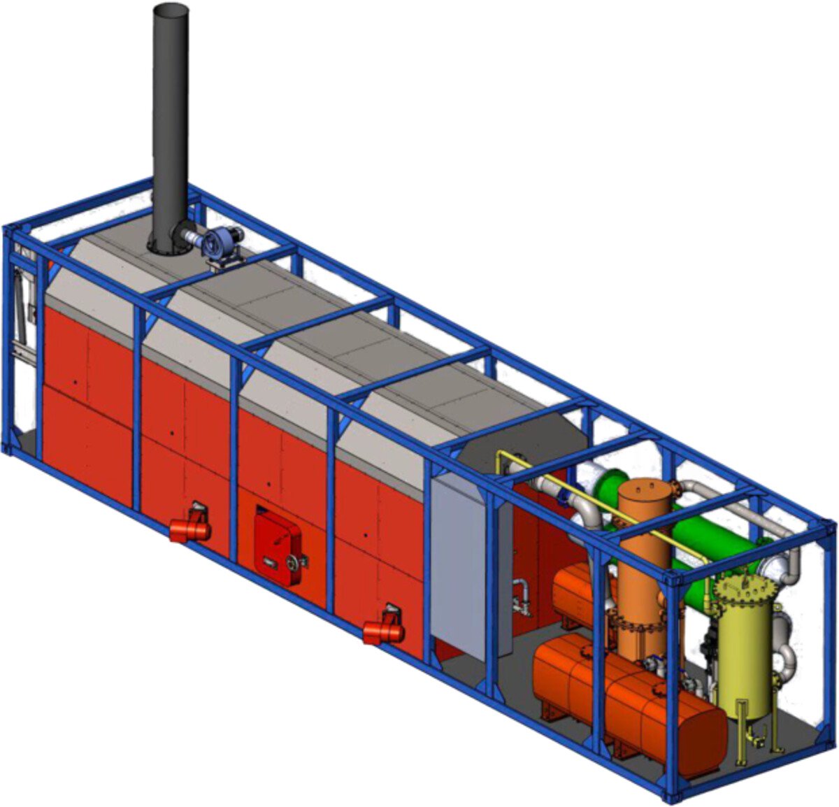 Render of a containerized pyrolysis module